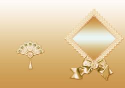 Gold Lace Fan and Victorian Bow A5 Insert