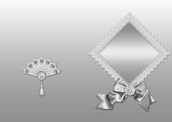 Silver Lace Fan and Victorian Bow A5 Insert