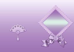Purple Lace Fan and Victorian Bow A5 Insert