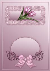 Pink Tulips Bouquet on a Doily Matching A5 Insert