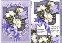 White Roses Bouquet in a Lilac Frame Pyramage