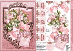 Pink Roses Bouquet on an Ornate Frame Decoupage