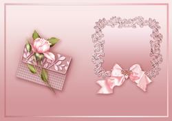 Pink Roses Bouquet on an Ornate Frame Matching A5 Insert