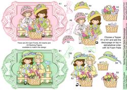 Spring Flowers Cute Girls Decoupage