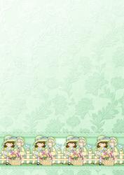 Spring Flowers Cute Girls Lime Matching Backing Paper