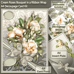 Cream Roses Bouquet in a Ribbon Wrap A4