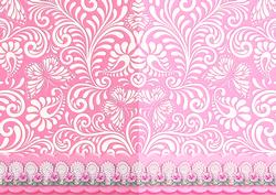 Pink Swirls and Butterflies with Lace Scalloped Border Duo