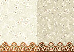 Beige Flowers and Leaves with Ornate Border Duo Paper