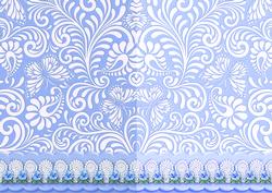Blue Swirls and Butterflies with Lace Scalloped Border Duo