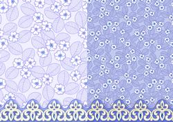 Blue Flowers and Leaves with Ornate Border Duo Paper