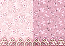 Pink Flowers and Leaves with Ornate Border Duo Paper