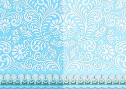 Aqua Swirls and Butterflies with Lace Scalloped Border Duo