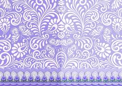 Purple Swirls and Butterflies with Lace Scalloped Border Bac