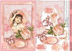 Vintage Girl in a Pink Bonnet Decoupage