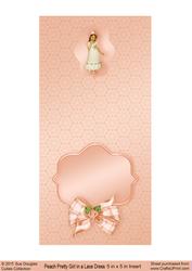 Peach Pretty Girl in a Lace Dress Matching 5in x 5in Insert