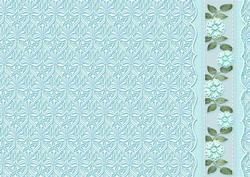 Aqua Fancy Embossed with Floral Border