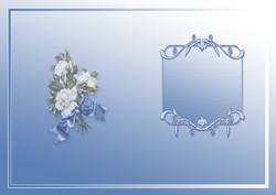 White Roses on a Blue Embossed Mat Matching A5 Insert
