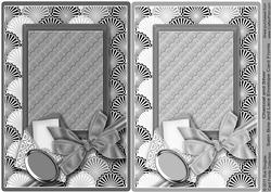 Charcoal and Silver Satin Bow and Lace Envelope Card Fronts