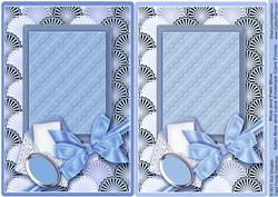 Blue and Pale Blue Satin Bow and Lace Envelope Card Fronts