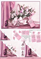 Pink Spring Flowers in a Basket Double Corner Stacker