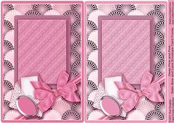 Deep Pink and Pink Satin Bow and Lace Envelope Card Fronts