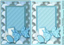 Teal and Aqua Satin Bow and Lace Envelope Card Fronts