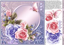 Blue Roses and Butterfly 8in x 8in Decoupage