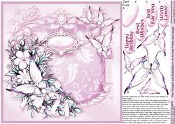 Pink Flowers and Butterflies on an Arched Frame