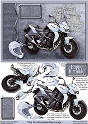 Pale Blue Motorbike Decoupage Birthday