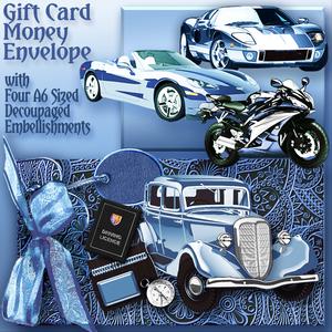 Periwinkle Blue Paisley Gift Card Money Envelope