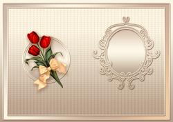Red Tulips on a Lace Doily Matching A5 Insert