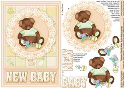 Tattered Teddy New Baby Decoupage