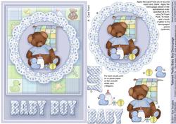 Tattered Teddy Baby Boy Decoupage