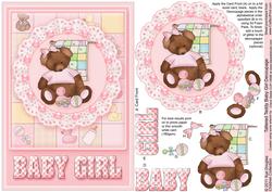 Tattered Teddy Baby Girl Decoupage