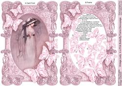 Vintage Lady in a Pink Butterfly Frame Decoupage