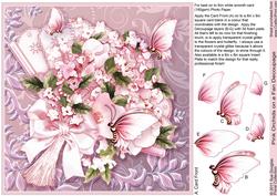 Pink Orchids on a Fan 8in x 8in Decoupage