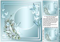 Blue Flowers and Butterflies on a Fan-8in x 8in Insert Plate