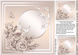 Antique Cream Metallic Roses and Butterfly Insert Plate 8x8