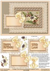 Vintage Floral Spray on a Broiderie Anglaise Frame Decoupage