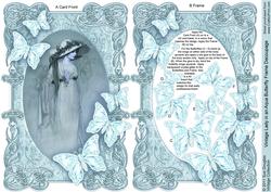 Vintage Lady in an Aqua Butterfly Frame Decoupage