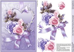 Lilac Heart with Rose Spray Decoupage