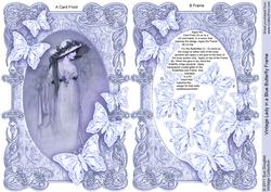 Vintage Lady in an Blue Butterfly Frame Decoupage
