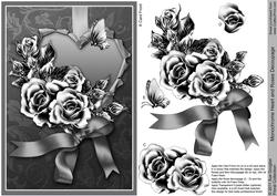 Monochrome Heart and Roses Decoupage