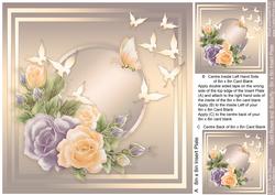 Gold Roses and Butterfly - Insert Plate 8in x 8in