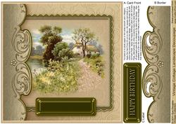 Vintage Cottage Landscape Decoupage