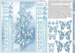 Blue Butterflies Pearls and Lace Decoupage