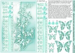Aqua Butterflies Pearls and Lace Decoupage