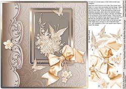 Embossed Pearlised Flowers & Butterflies 8in x 8in Decoupage