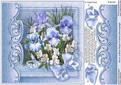 Iris in a Blue Rope Frame - 8in x 8in Decoupage