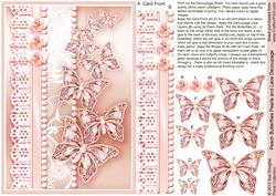 Peach Butterflies Pearls and Lace Decoupage